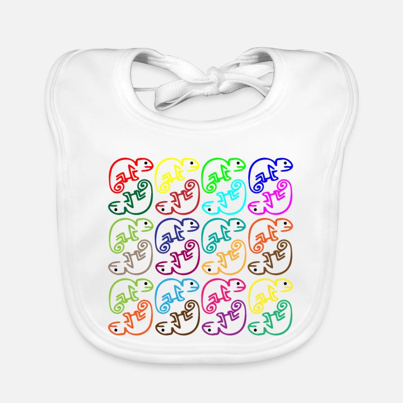 Chameleon hustle and bustle - Organic Baby Bibs - white