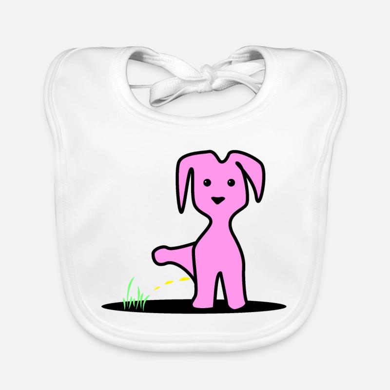 Pinkelnder Hund - Baby Bio-Lätzchen - Weiß