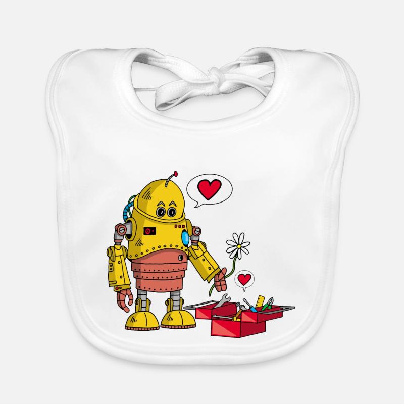 Robot amoureux - Bavoir bio Bébé - blanc