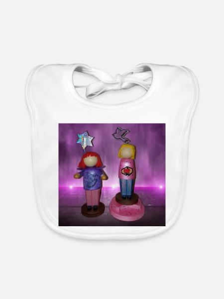 Glitzernde Fantasiefiguren Duo - Baby Bio-Lätzchen - Weiß - Vorne