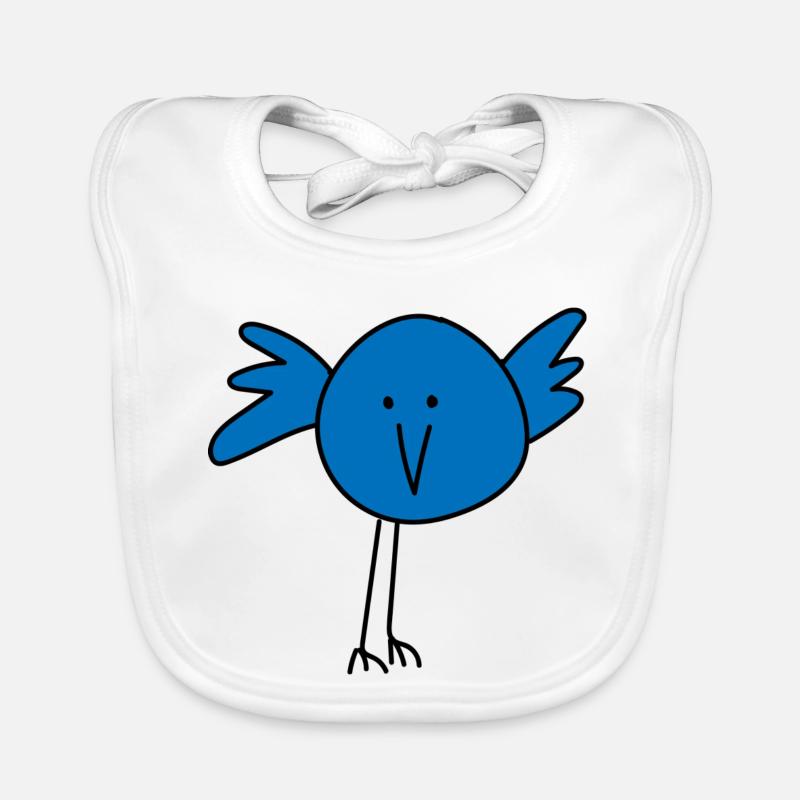 Visage d’oiseau ludique avec accent bleu - Bavoir bio Bébé - blanc