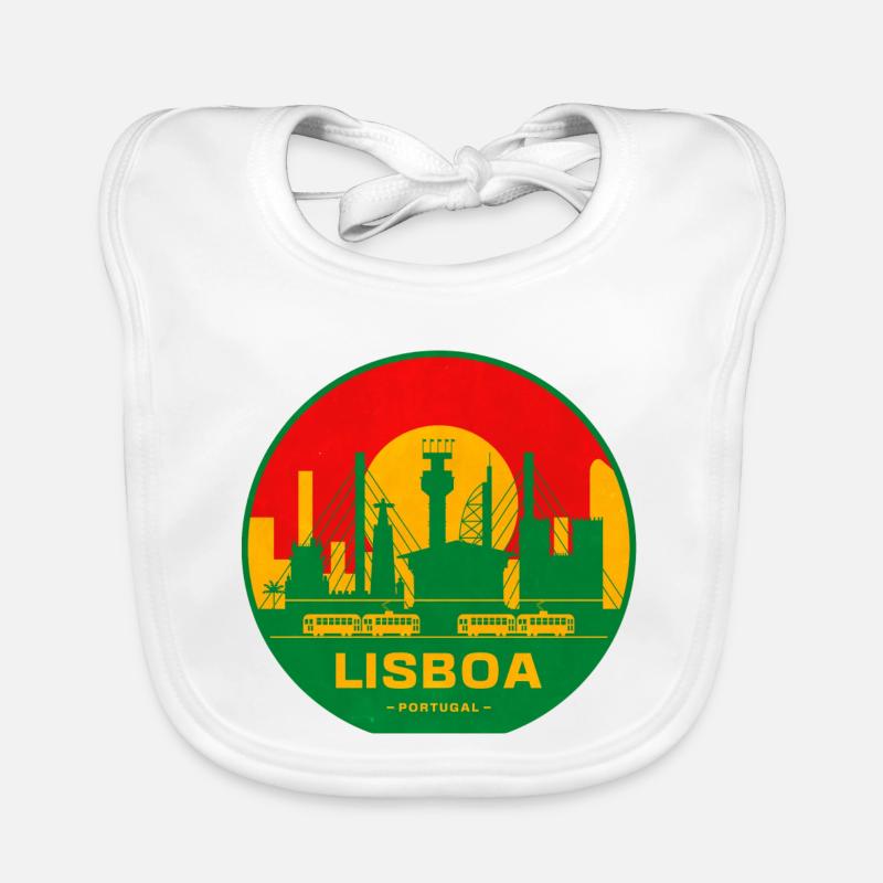 Lisboa Retro Skyline Silhouette Baby Bio-Lätzchen