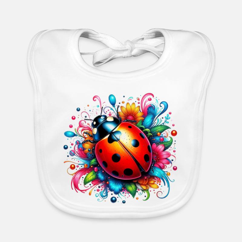 Coccinelle - Bavoir bio Bébé - blanc