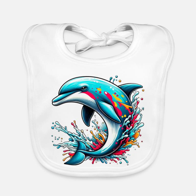 Delfin - Baby Bio-Lätzchen - Weiß