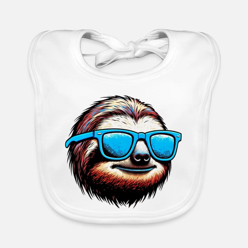 Faultier mit Sonnenbrille Baby Bio-Lätzchen