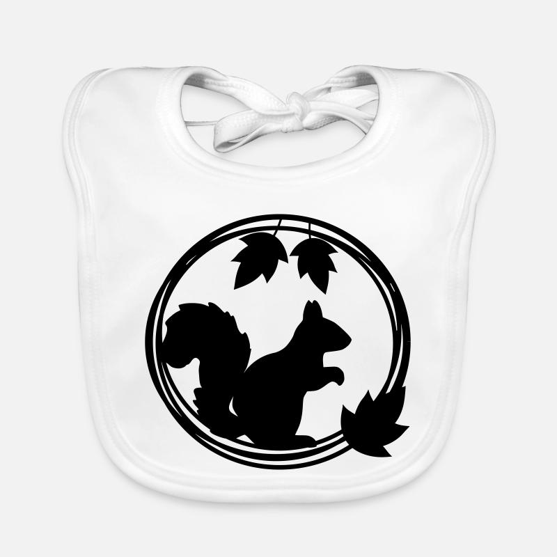 Silhouette d’écureuil en couronne de feuilles Bavoir bio Bébé