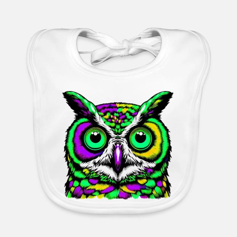 Hibou - Bavoir bio Bébé - blanc