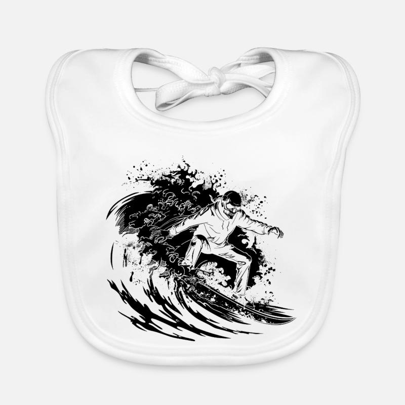 Dessin de squelette de surf Bavoir bio Bébé