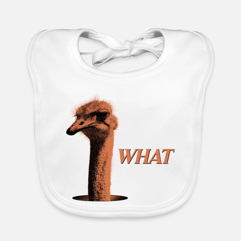 What?! – Grummelnder Strauß - Baby Bio-Lätzchen - Weiß