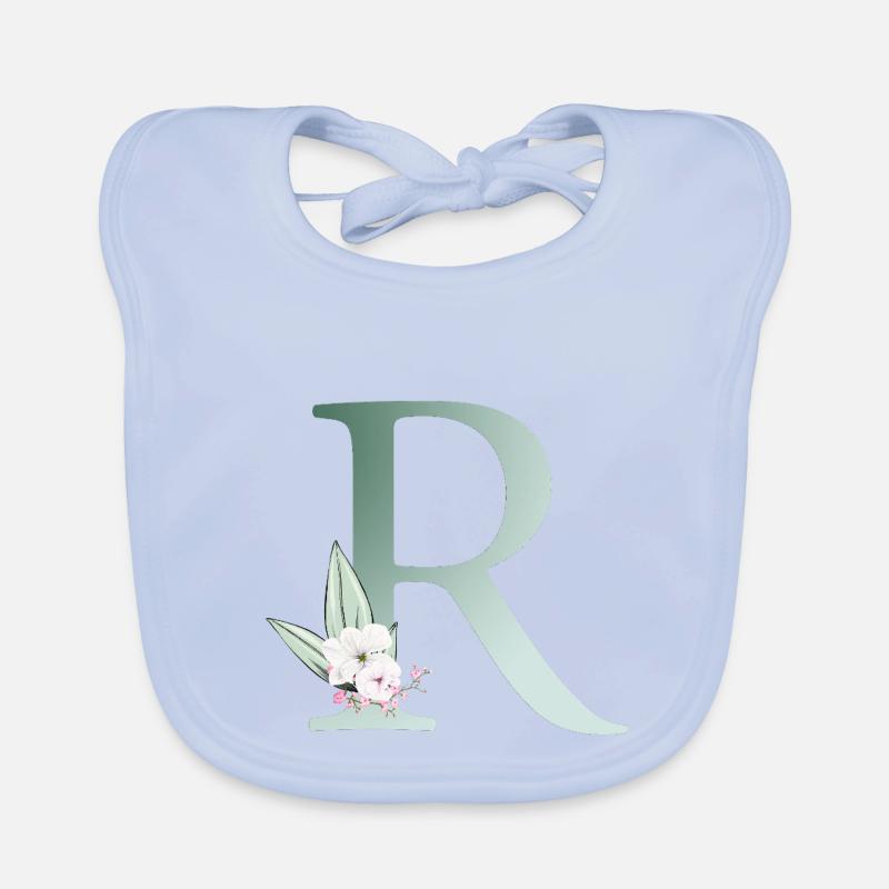 R Monogramm, Floral, personalisierbar Baby Bio-Lätzchen