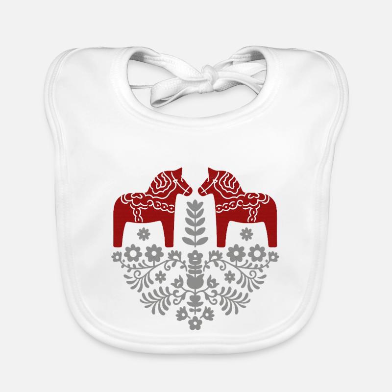 Dala Horse – Folklore scandinave en gris Bavoir bio Bébé