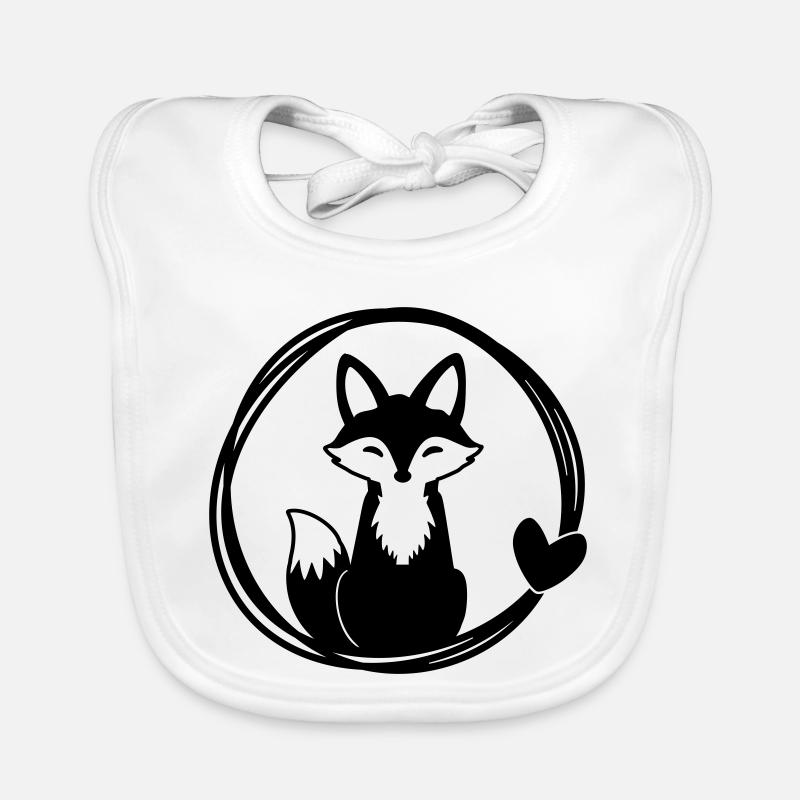 Renard mignon en couronne de coeur - Bavoir bio Bébé - blanc