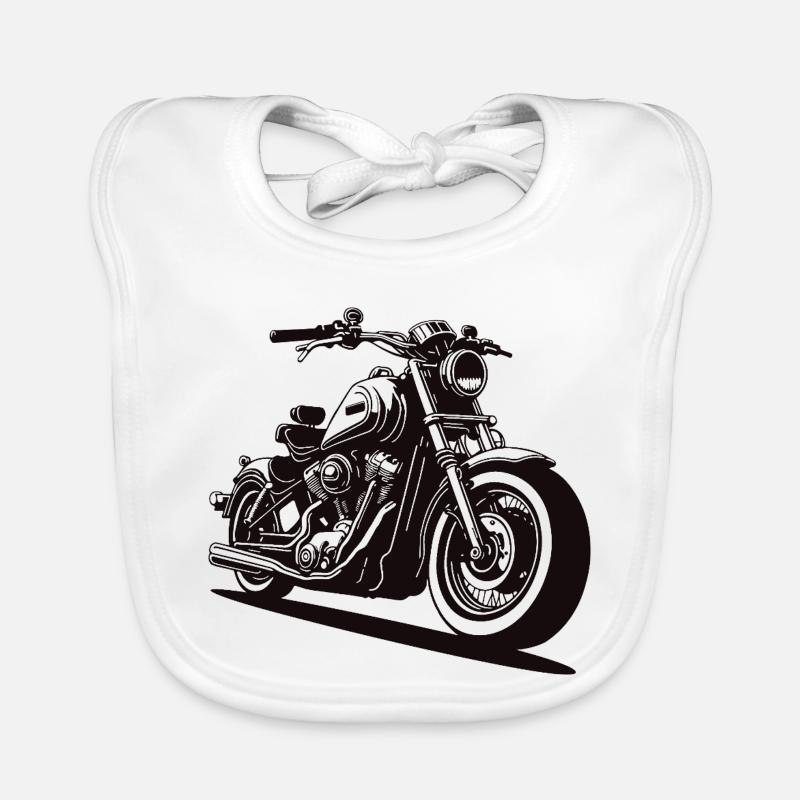 Retro Biker Style - Organic Baby Bibs - white