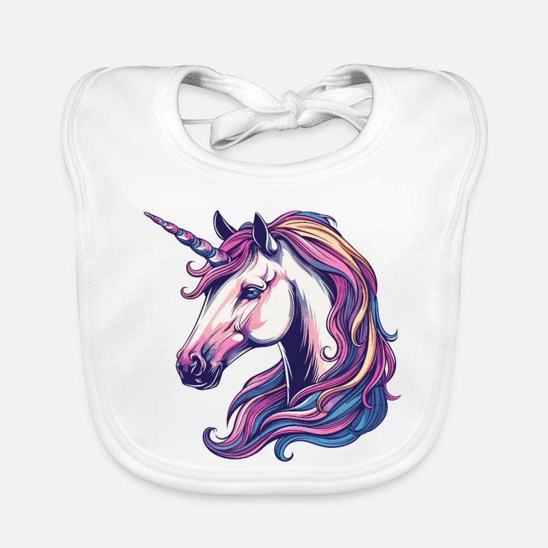 Fantasy unicorn with rainbow mane Organic Baby Bibs