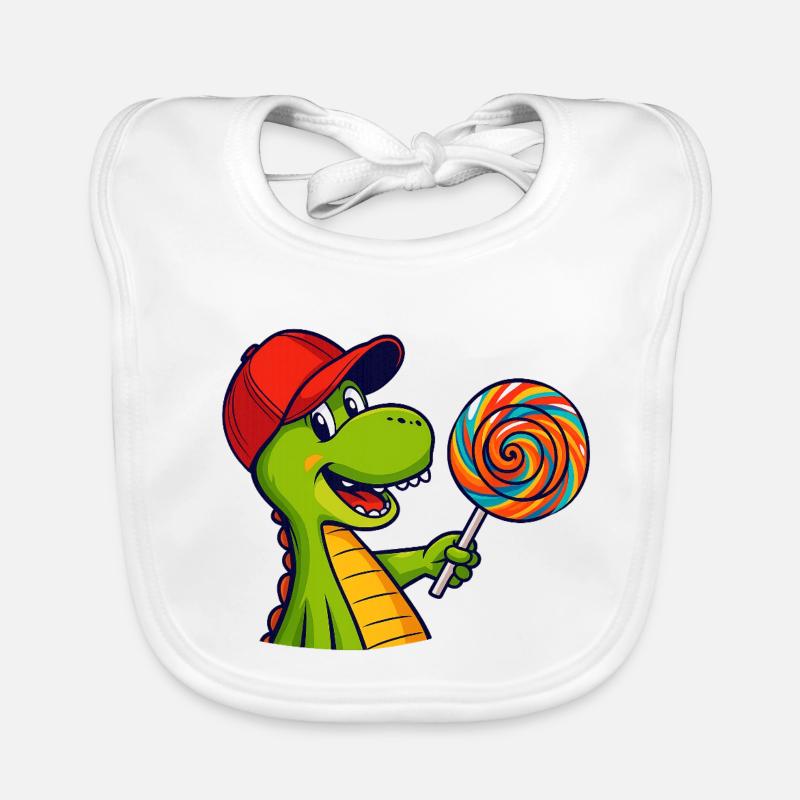 Bunter_Dinosaur_mit_Lutscher Baby Bio-Lätzchen