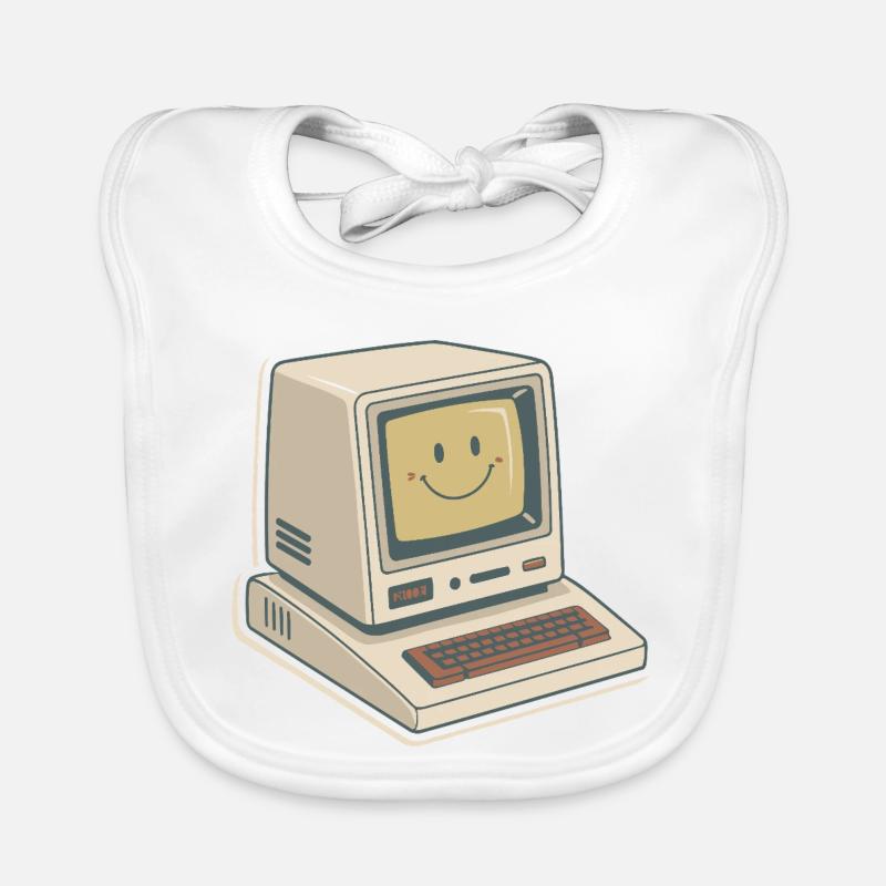 Ordinateur rétro sourire vintage Bavoir bio Bébé
