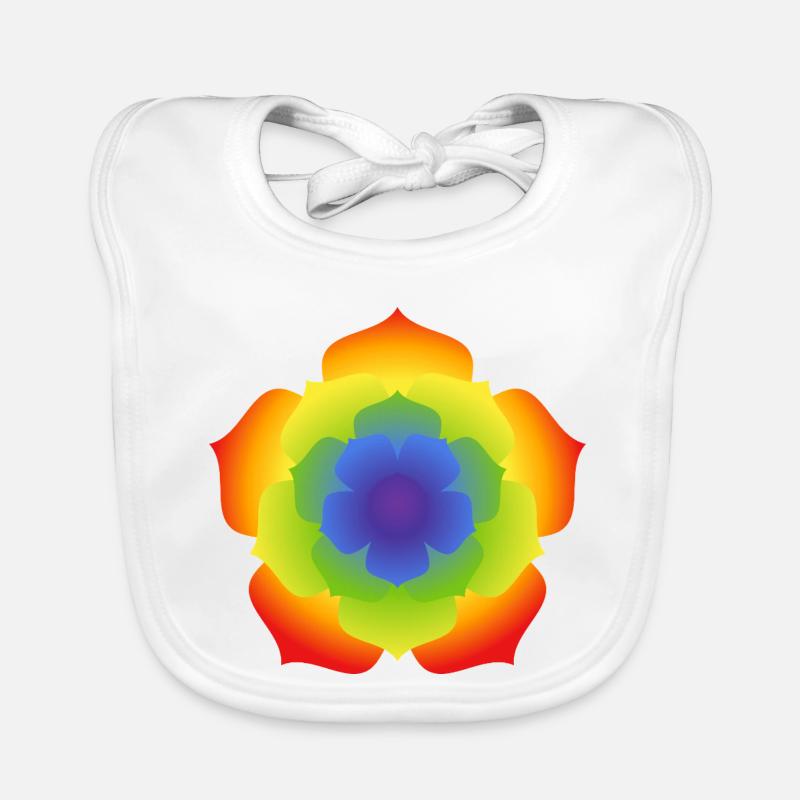 Regenbogenlotus-Mandala-Blüte Baby Bio-Lätzchen