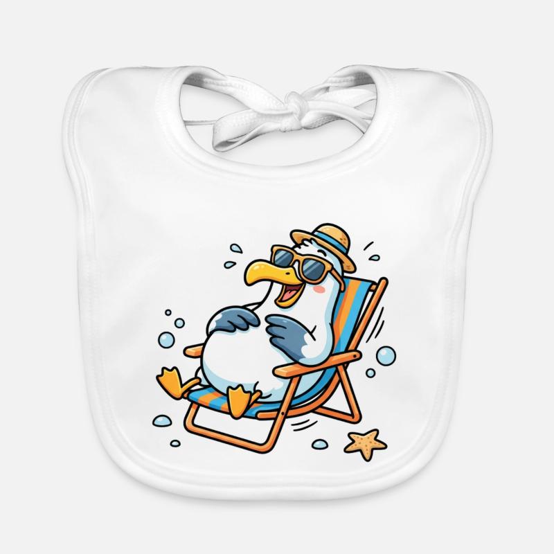 Mouette détendue sur la plage Bavoir bio Bébé