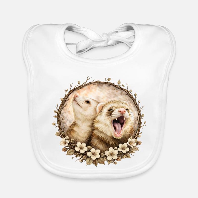 Furets dans le cercle des fleurs Bavoir bio Bébé