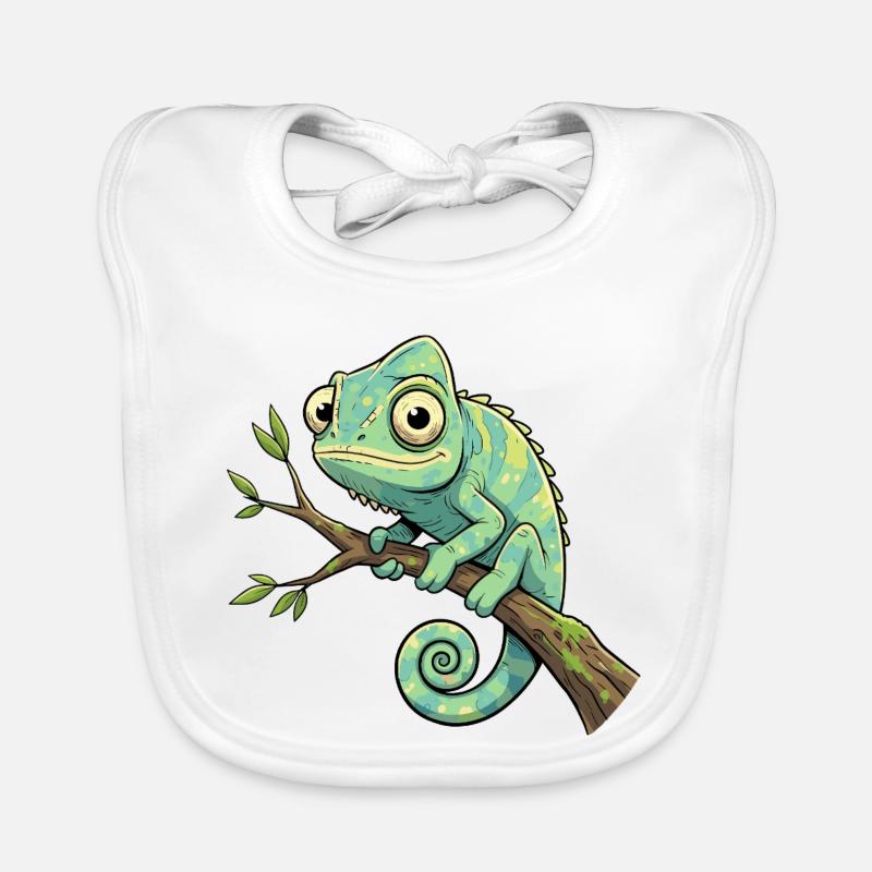 Chamäleon auf Ast Baby Bio-Lätzchen