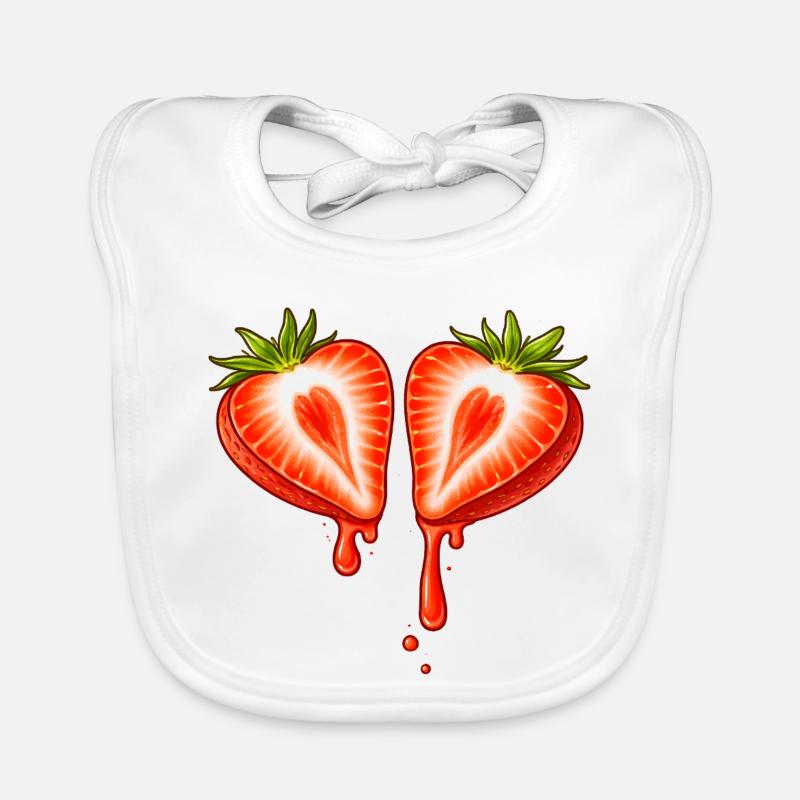 Fraise divisée en forme de cœur Bavoir bio Bébé