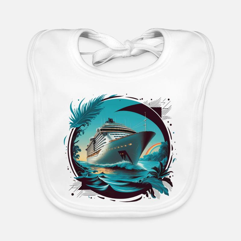 Estampe d’art de bateau de croisière Bavoir bio Bébé
