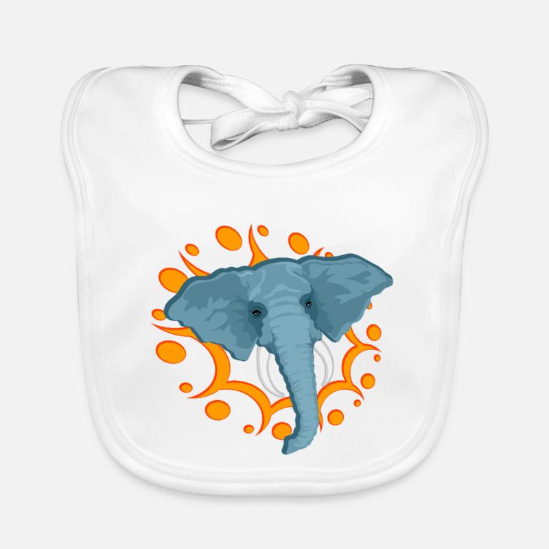 Blauer Elefant mit orangefarbenem Speichel Baby Bio-Lätzchen