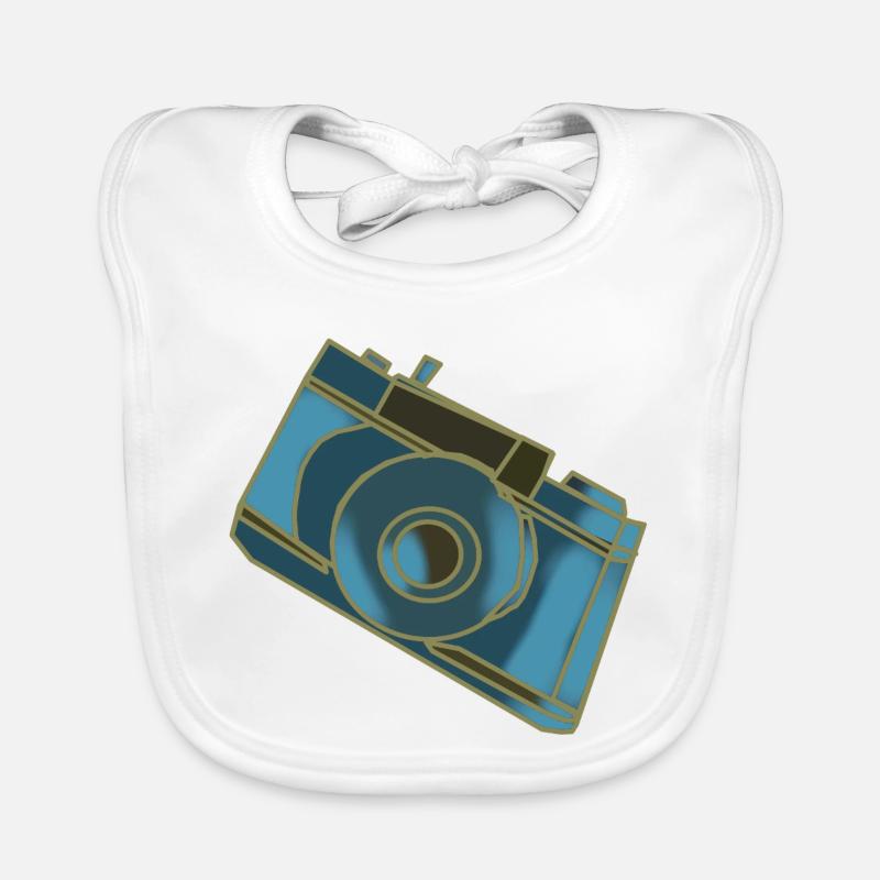 Motif de caméra Rétro Blue Bavoir bio Bébé