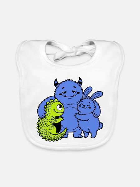 cute monsters - Organic Baby Bibs - white - Front