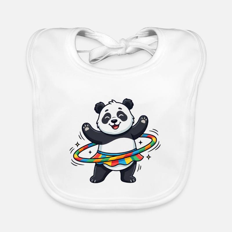 Rainbow Panda Hula-Hoop - Baby Bio-Lätzchen - Weiß