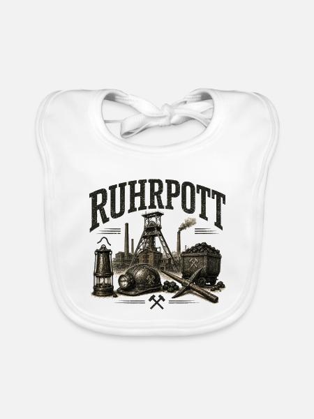 Ruhrpott - Bergbau - Zeche - Kumpel - Zollverein - Baby Bio-Lätzchen - Weiß - Vorne
