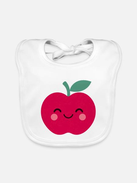 lachender roter Apfel - Baby Bio-Lätzchen - Weiß - Vorne