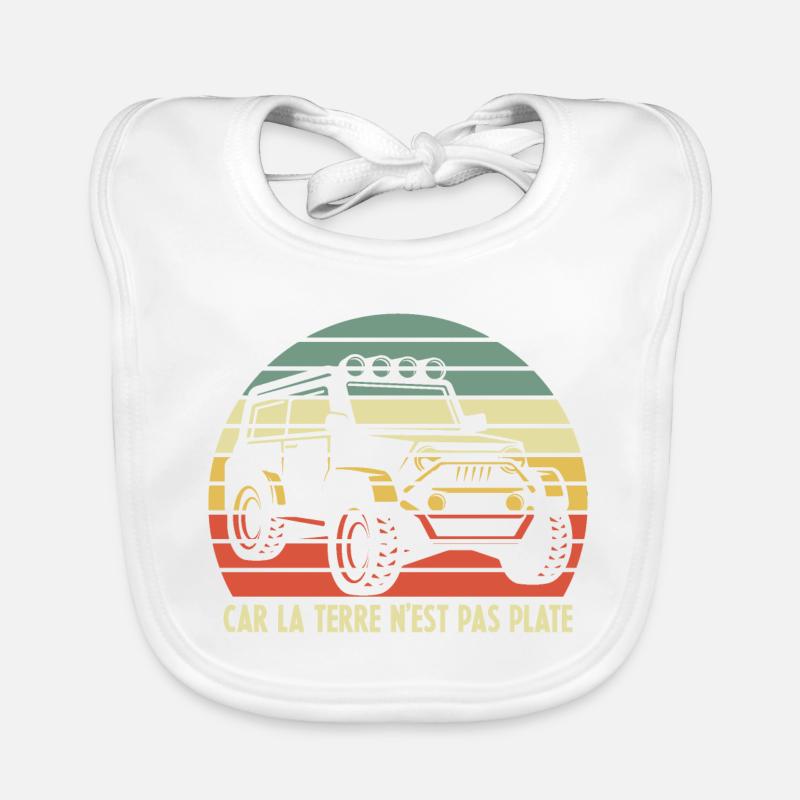 4x4 Rétro Coucher de soleil - Bavoir bio Bébé - blanc