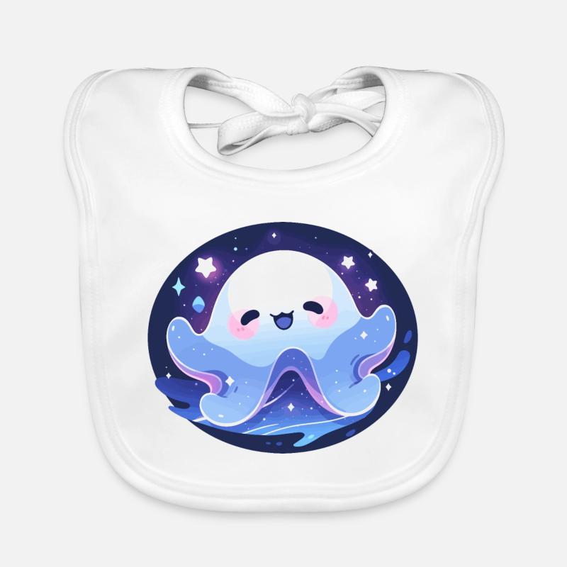 Cute octopus under a starry sky - Octopus Organic Baby Bibs