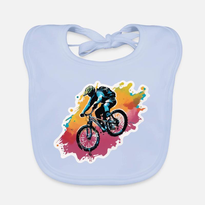 Descente en VTT à travers les éclaboussures de peinture Bavoir bio Bébé