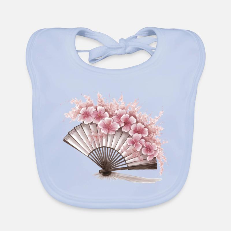 Geblümter japanischer Fächer Baby Bio-Lätzchen