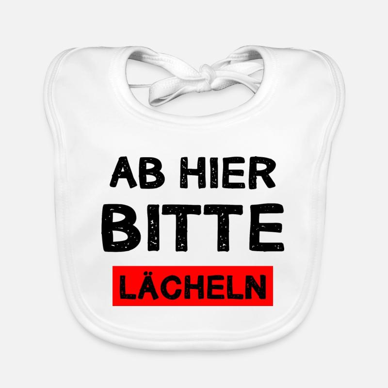 Ab Hier Bitte Lächeln Freundlich Lachen Geschenk Baby Bio-Lätzchen