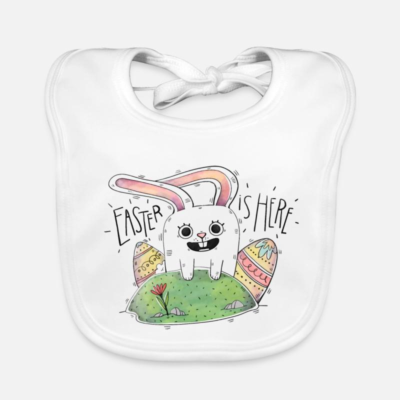 Easter is here! Nice gift Cool for kids - Organic Baby Bibs - white