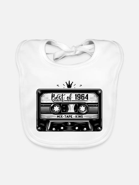 Cassette 1964 Vintage 1964 Millésime 1964 Cadeaux - Bavoir bio Bébé - blanc