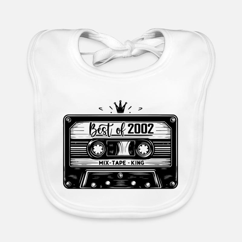 Cassette 2002 Vintage 2002 Millésime 2002 Cadeaux - Bavoir bio Bébé - blanc