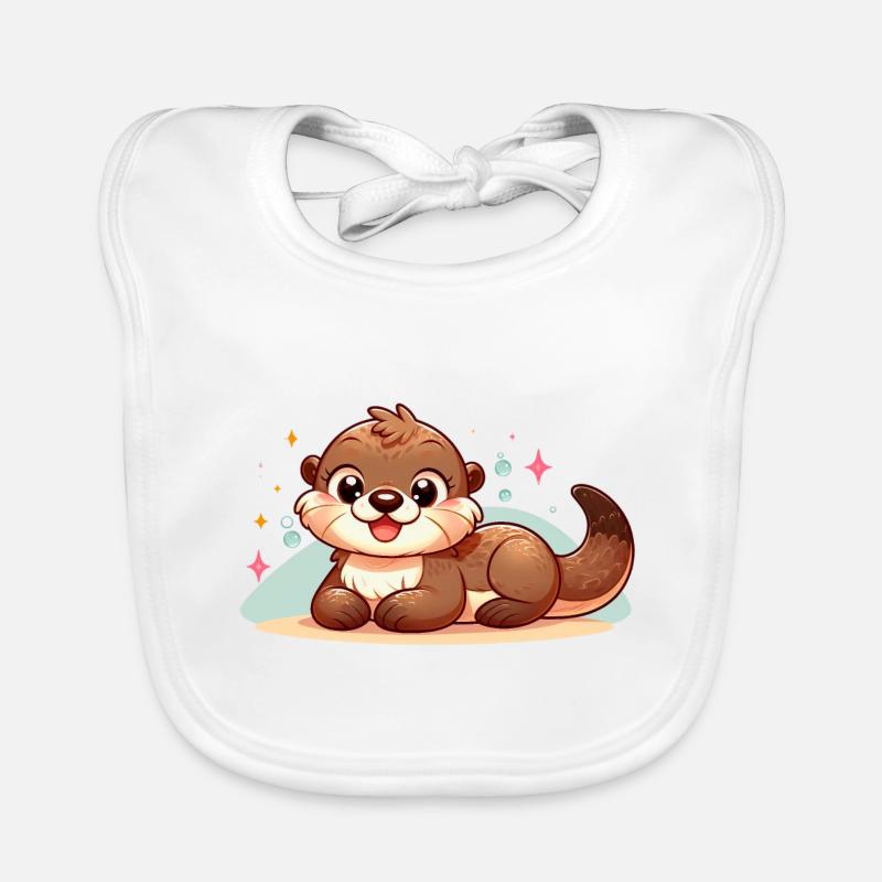 Otter 7 - Baby Bio-Lätzchen - Weiß