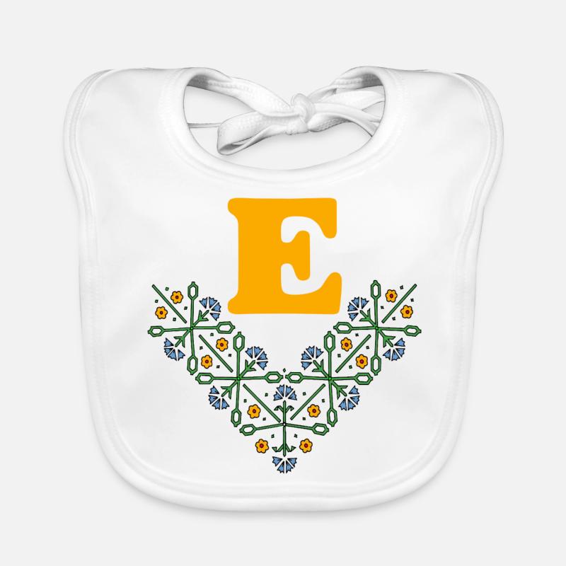 buchstabe e blume 4 blau orange Baby Bio-Lätzchen