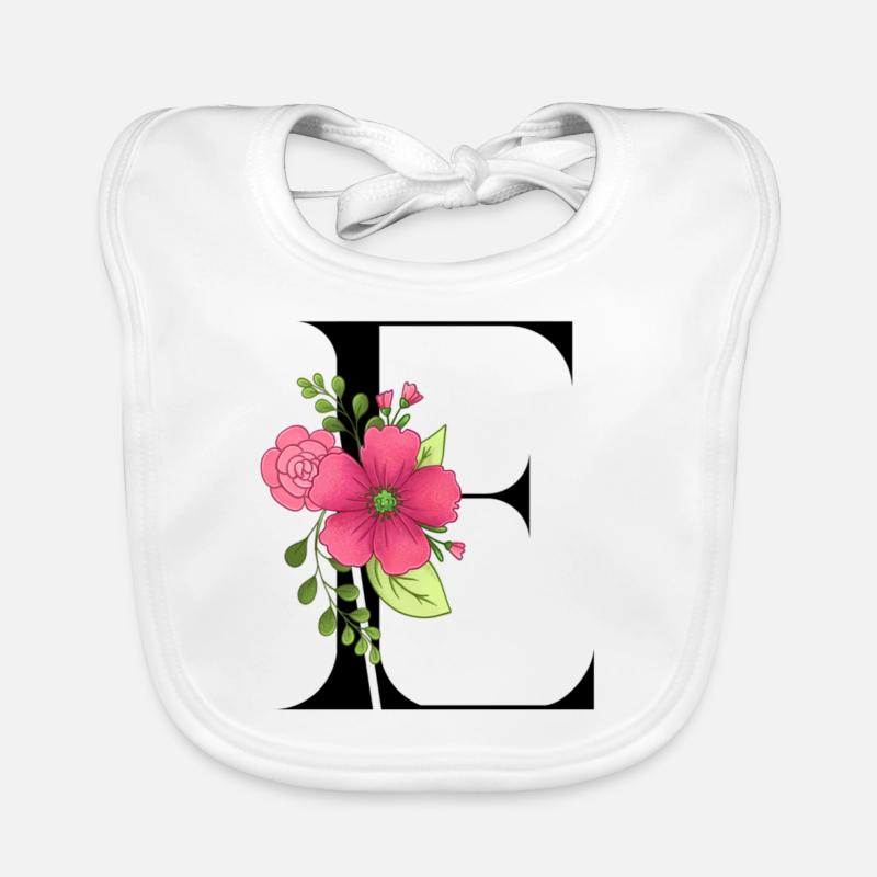 Eleganter Buchstabe 'E' mit Blumen Baby Bio-Lätzchen
