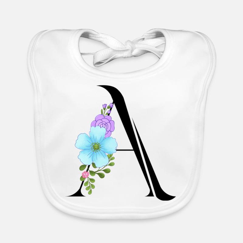 Eleganter Buchstabe 'A' mit Blumen Baby Bio-Lätzchen