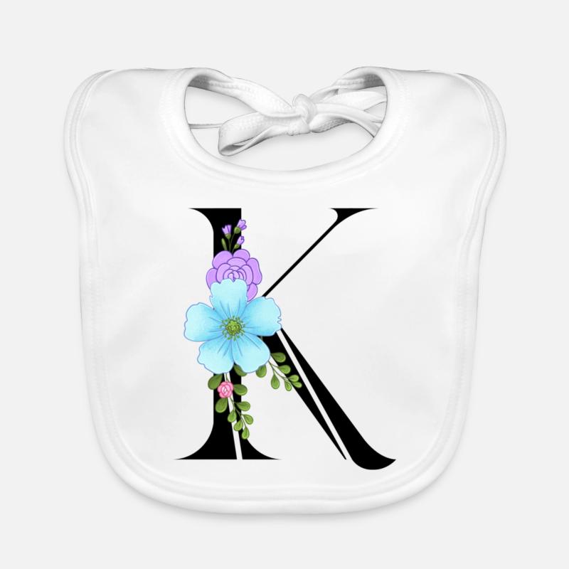 Eleganter Buchstabe 'K' mit Blumen Baby Bio-Lätzchen