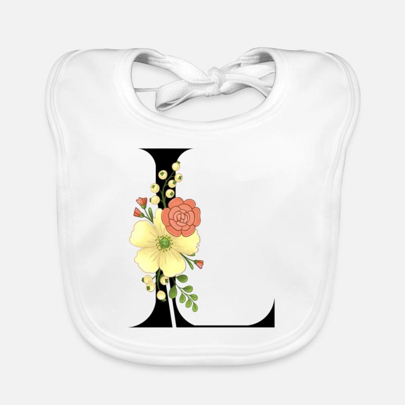 Eleganter Buchstabe 'L' mit Blumen Baby Bio-Lätzchen