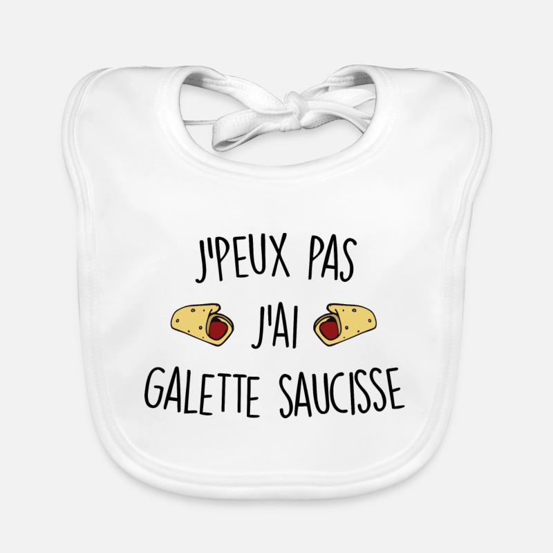 J'peux pas j'ai galette saucisse - Bavoir bio Bébé - blanc