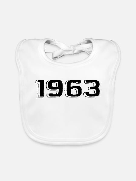 Jahrgang 1963 geboren Geburtstag Retro 1963 - Baby Bio-Lätzchen - Weiß - Vorne