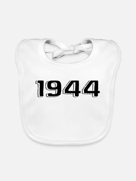 Vintage 1944 Naissance Anniversaire Rétro 1944 - Bavoir bio Bébé - blanc - Devant