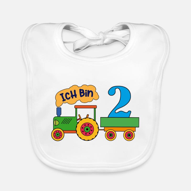 Ich bin 2 | zweiter Geburtstag | grüner Traktor Baby Bio-Lätzchen